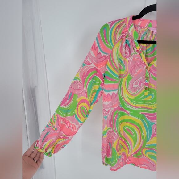 Lilly Pulitzer All Nighter Paisley Silk Elsa Blouse XS - Picture 6 of 12